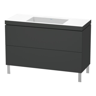 Duravit Meuble sous lavabo c-bonded L-Cube 120x48 cm, sans trou, graph ma, 2 tiroirs, debout