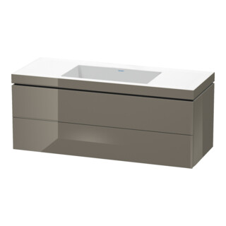 Duravit Meuble sous-lavabo c-bonded L-Cube 120x48 cm, sans trou, gris brillant, 2 tiroirs, suspendu