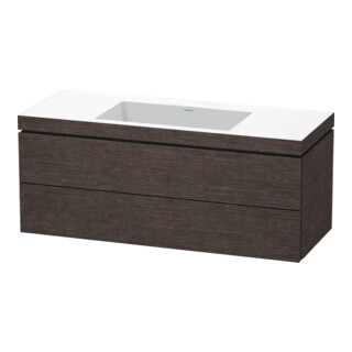 Duravit Meuble sous lavabo c-bonded L-Cube 120x48 cm, sans trou, gris clair, 2 tiroirs, suspendu