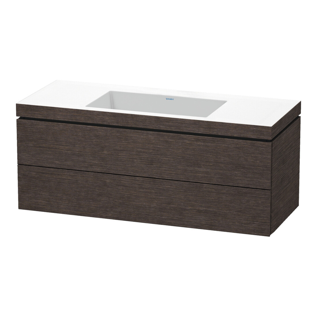 Duravit Meuble sous lavabo c-bonded L-Cube 120x48 cm, sans trou, gris clair, 2 tiroirs, suspendu