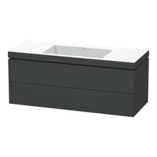 Duravit Meuble sous lavabo c-bonded L-Cube 120x48 cm, sans trou, gris mat, 2 tiroirs, suspendu