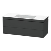 Duravit Meuble sous lavabo c-bonded L-Cube 120x48 cm, sans trou, gris mat, 2 tiroirs, suspendu