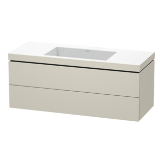 Duravit Meuble sous-lavabo c-bonded L-Cube 120x48 cm, taupe mat, 2 tiroirs, suspendu, sans poignée