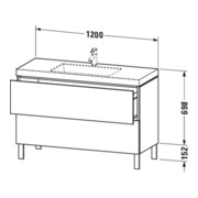Duravit Meuble sous lavabo c-bonded L-Cube 120x48cm, 1 robinet, sans, 2 tiroirs, deb.-4