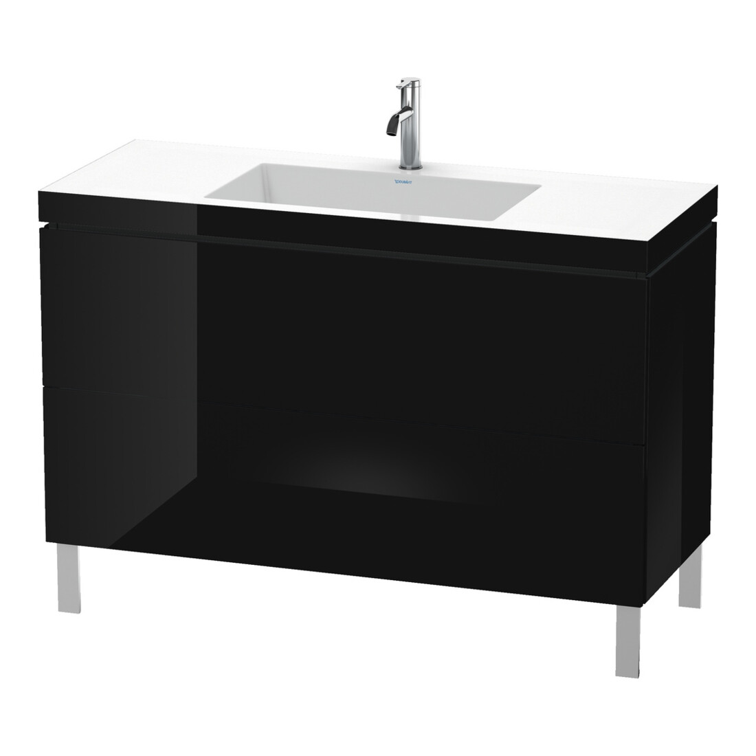 Duravit Meuble sous-lavabo c-bonded L-Cube 120x48cm, 1 tiroir HL, noir brillant, 2 coulisses, debout