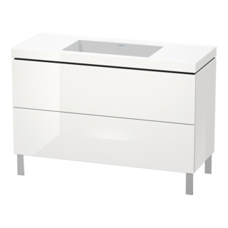 Duravit Meuble sous-lavabo c-bonded L-Cube 120x48cm, sans trop-plein, blanc brillant, 2 tiroirs, debout