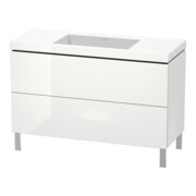 Duravit Meuble sous-lavabo c-bonded L-Cube 120x48cm, sans trop-plein, blanc brillant, 2 tiroirs, debout-1