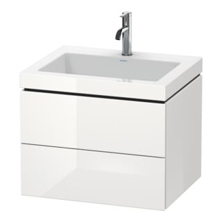 Duravit Meuble sous-lavabo c-bonded L-Cube 60 x 48 cm, 1 HL, blanc brillant, 2 tiroirs, suspendu