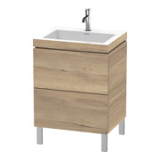 Duravit Meuble sous-lavabo c-bonded L-Cube 60 x 48 cm, 1 HL, blanc œuf, 2 tiroirs, vertical-1