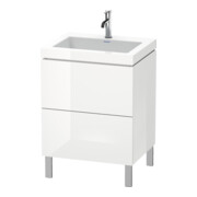 Duravit Meuble sous-lavabo c-bonded L-Cube 60 x 48 cm, 1 HL, blanc œuf, 2 tiroirs, vertical-3