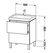 Duravit Meuble sous-lavabo c-bonded L-Cube 60 x 48 cm, 1 HL, blanc œuf, 2 tiroirs, vertical-4