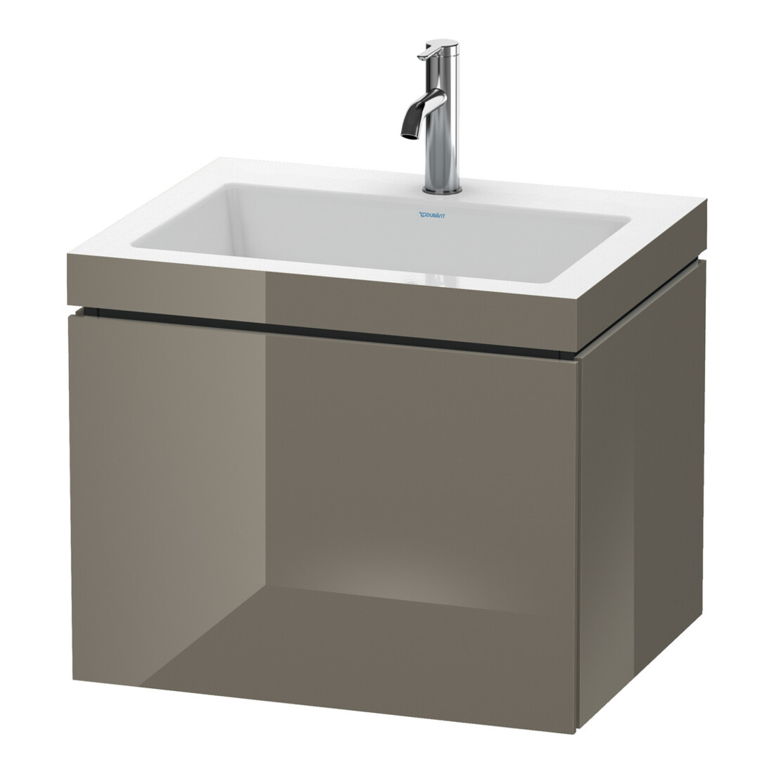 Duravit Meuble sous lavabo c-bonded L-Cube 60 x 48 cm, 1 HL, gris brillant, 1 tiroir, suspendu