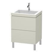 Duravit Meuble sous lavabo c-bonded L-Cube 60 x 48 cm, 1 HL, mat taupe, 2 tiroirs, vertical