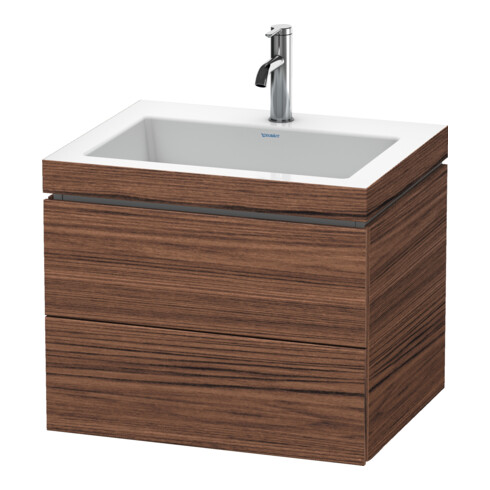 Duravit Meuble sous lavabo c-bonded L-Cube 60 x 48 cm, 1 HL, N foncé, 2 tiroirs, suspendu