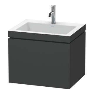 Duravit Meuble sous-lavabo c-bonded L-Cube 60 x 48 cm, 1 tiroir, graphite mat, 1 coulissant, suspendu