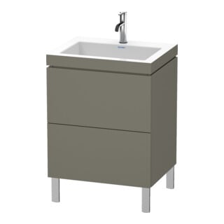 Duravit Meuble sous-lavabo c-bonded L-Cube 60 x 48 cm, 1 tiroir, gris mat, 2 coulisses, debout