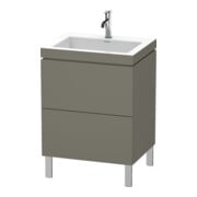 Duravit Meuble sous-lavabo c-bonded L-Cube 60 x 48 cm, 1 tiroir, gris mat, 2 coulisses, debout