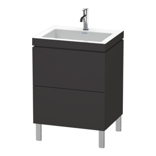 Duravit Meuble sous lavabo c-bonded L-Cube 60 x 48 cm, 1 tiroir, gris mat, 2 coulisses, vertical