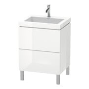 Duravit Meuble sous-lavabo c-bonded L-Cube 60 x 48 cm, 1 tiroir HL, blanc brillant, 2 tiroirs, vertical