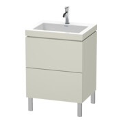 Duravit Meuble sous-lavabo c-bonded L-Cube 60 x 48 cm, 1 tiroir, taupe mat, 2 tiroirs coulissants, vertical