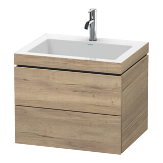 Duravit Meuble sous lavabo c-bonded L-Cube 60 x48 cm, 1 porte HL, marbre E, 2 tiroirs, suspendu