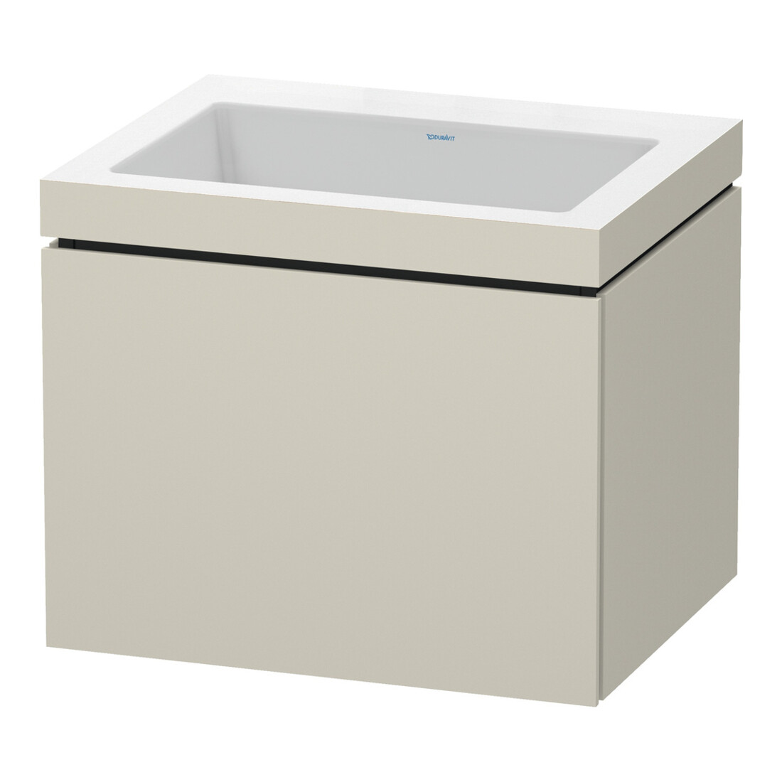 Duravit Meuble sous-lavabo c-bonded L-Cube 60x48 cm, sans poignée, Taupe mat, 1 tiroir, suspendu