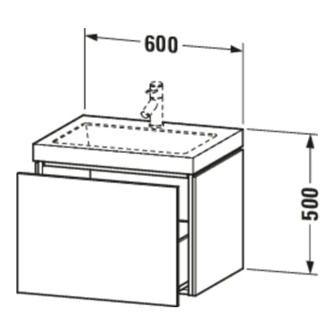 Duravit Meuble sous-lavabo c-bonded L-Cube 60x48 cm, sans robinet, 1 tiroir, suspendu