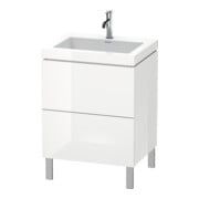 Duravit Meuble sous-lavabo c-bonded L-Cube 60x48 cm, sans robinet, laqué, 2 tiroirs, vertical-2