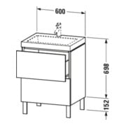 Duravit Meuble sous-lavabo c-bonded L-Cube 60x48 cm, sans robinet, laqué, 2 tiroirs, vertical-5