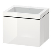 Duravit Meuble sous-lavabo c-bonded L-Cube 60x48 cm, sans trop-plein, blanc brillant, 1 tiroir, suspendu