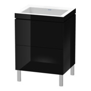 Duravit Meuble sous lavabo c-bonded L-Cube 60x48 cm, sans trop-plein, blanc brillant, 2 tiroirs, debout-1