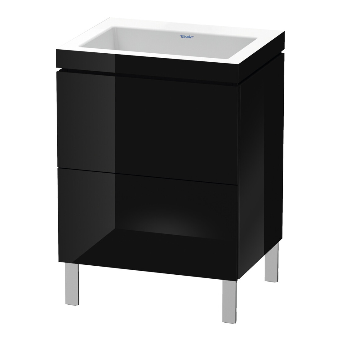 Duravit Meuble sous lavabo c-bonded L-Cube 60x48 cm, sans trop-plein, blanc brillant, 2 tiroirs, debout