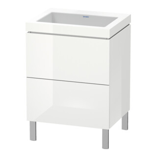 Duravit Meuble sous-lavabo c-bonded L-Cube 60x48 cm, sans trop-plein, blanc brillant, 2 tiroirs, posé