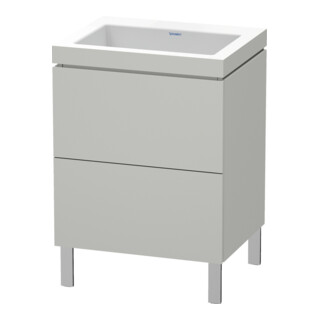 Duravit Meuble sous-lavabo c-bonded L-Cube 60x48 cm, sans trop-plein, blanc mat, 2 tiroirs, debout