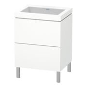 Duravit Meuble sous lavabo c-bonded L-Cube 60x48 cm, sans trop-plein, blanc mat, 2 tiroirs, vertical