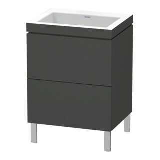Duravit Meuble sous lavabo c-bonded L-Cube 60x48 cm, sans trop-plein, graph ma, 2 tiroirs, debout
