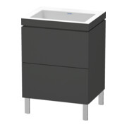 Duravit Meuble sous lavabo c-bonded L-Cube 60x48 cm, sans trop-plein, graph ma, 2 tiroirs, debout-1