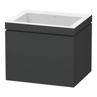 Duravit Meuble sous lavabo c-bonded L-Cube 60x48 cm, sans trop-plein, graphite mat, 1 tiroir, suspendu