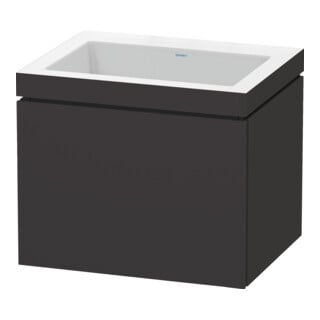 Duravit Meuble sous lavabo c-bonded L-Cube 60x48 cm, sans trop-plein, gris mat, 1 tiroir, suspendu