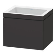Duravit Meuble sous lavabo c-bonded L-Cube 60x48 cm, sans trop-plein, gris mat, 1 tiroir, suspendu