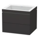 Duravit Meuble sous lavabo c-bonded L-Cube 60x48 cm, sans trop-plein, gris mat, 2 tiroirs, suspendu-1