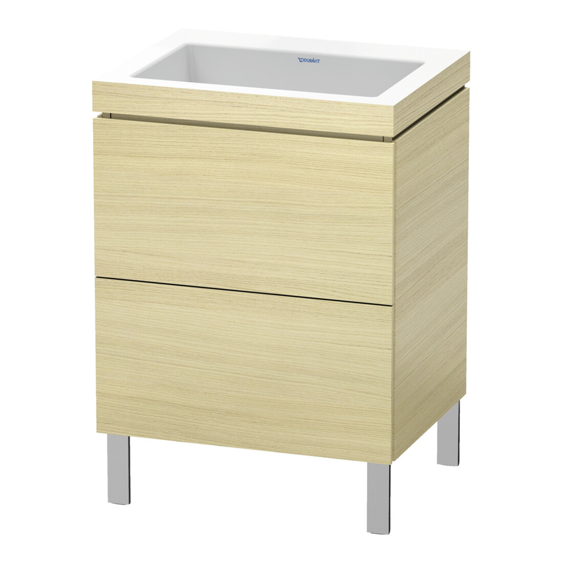 Duravit Meuble sous lavabo c-bonded L-Cube 60x48 cm, sans trop-plein, méd. oeuf, 2 tiroirs, debout