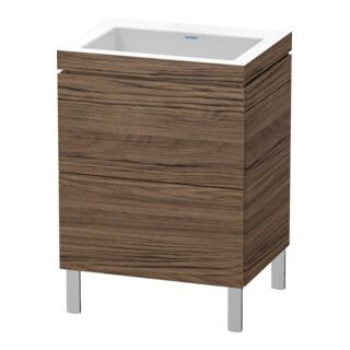 Duravit Meuble sous lavabo c-bonded L-Cube 60x48 cm, sans trop-plein, N foncé, 2 tiroirs, debout
