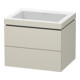 Duravit Meuble sous lavabo c-bonded L-Cube 60x48 cm, sans trop-plein, Taupe mat, 2 tiroirs, suspendu-1