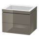 Duravit Meuble sous-lavabo c-bonded L-Cube 60x48 cm, sans trou, blanc brillant, 2 tiroirs, suspendu-1