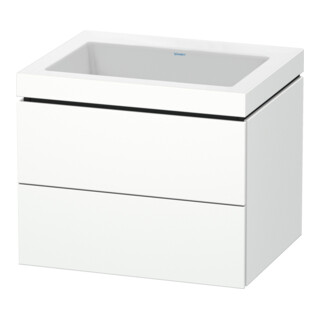 Duravit Meuble sous-lavabo c-bonded L-Cube 60x48 cm, sans trou, blanc mat, 2 tiroirs, suspendu