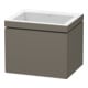 Duravit Meuble sous-lavabo c-bonded L-Cube 60x48 cm, sans trou, gris mat, 1 tiroir, suspendu-1