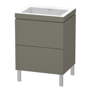 Duravit Meuble sous-lavabo c-bonded L-Cube 60x48 cm, sans trou, pour robinet, 2 tiroirs, debout
