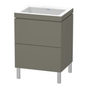 Duravit Meuble sous-lavabo c-bonded L-Cube 60x48 cm, sans trou, pour robinet, 2 tiroirs, debout