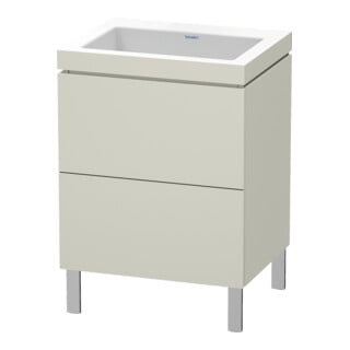 Duravit Meuble sous-lavabo c-bonded L-Cube 60x48 cm, sans trou, Taupe mat, 2 tiroirs, debout